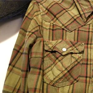 True religion plaid button up women's shirt.